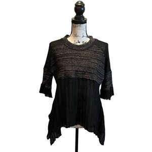 Altar’d State Crochet Sweater Black Size Medium Whimsical Hi Lo Gothic